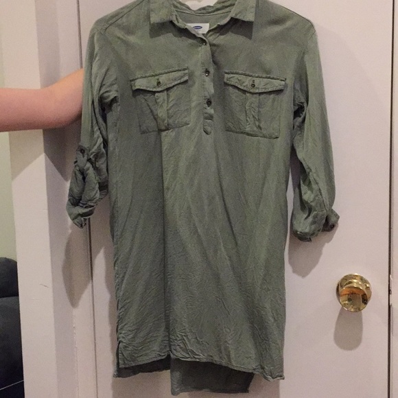 green button up dress